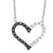 14k White Gold, White & Black Diamond Heart Necklace-17.5 IN (0.47ctw)