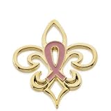 Breast Cancer Awareness 14k Yellow-gold Pink Pourri-Fleurde-lis label Pin