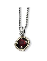 Antique Sterling Silver & 14K Gold Garnet Necklace
