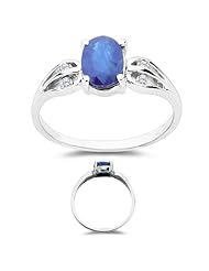 0.08 Cts Diamond & 1.01 Cts Sapphire Ring in 10K White Gold