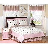 Pink and Brown Modern Dots Childrens Bedding 4pc Twin Set
