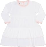 T-shirt ruffle t-dress- white and pink 100% pima cotton