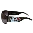 Ed Hardy Love Kills Slowly Wraparound Sunglasses: Black/Grey Gradient