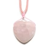 Rose Quartz Polished Gemstone Heart Pendant on Adjustable Silk Slip Choker
