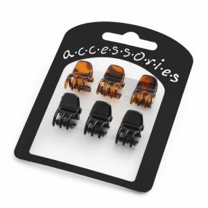New Ladies Black Tort X6 Mini Plastic Hair Claw Clips
