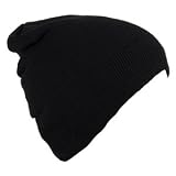 Plain Slouch Beanies Soft Rib Knitted Oversized Hat Woollen Warm Work Ski Hike Fishing Biker Cycling Beanie Grey / Black