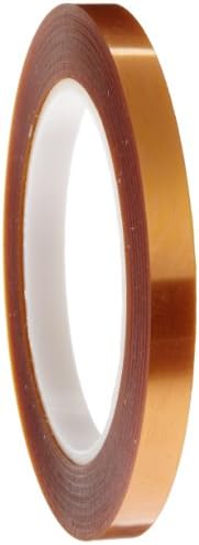 Polyimide Double Sided Masking Tape, 3" Core, 500 Degree F Performance Temperature, 30 lbs/inch Tensile Strength, 1 mil Thick, 36 yds Length x 3/8" Width, Amber