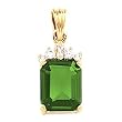 14K Yellow Gold Chatham Created Emerald and Diamond Pendant