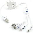 USB Cable,Miclech Retractable 4 in 1 Multifunctional Universal USB Charger Cable for iPhone, Android,MP3,MP4.