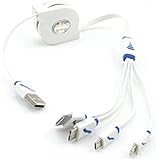 USB Cable,Miclech Retractable 4 in 1 Multifunctional Universal USB Charger Cable for iPhone, Android,MP3,MP4.