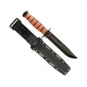 USN Fighting/Utility Knife, Leather Handle, Plastic Sheath