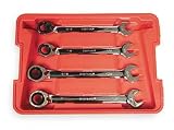 Westward 1LCE3 Ratcheting Wrench Set, Combo, SAE, 4 PC