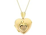 Mother's Love Heart Locket Necklace in 14K Yellow Gold