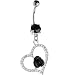 Black Gem Heart Metallic Rose Belly Ring