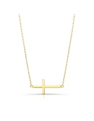 London Manori Side Cross Necklace with 14 Karat Yellow Gold Finish