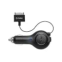 Cellet Black Retractable Car Charger for iPhone 4S, iPhone 4, iPod, iPad