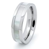 Solid Titanium with Mother of Pearl Inlay 6mm Ring
