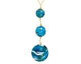 Gold Plated Sterling Silver Blue Murano Glass Necklace
