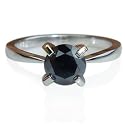 1.50 CARAT FLAWLESS BLACK DIAMOND SOLITAIRE RING,9K WHITE GOLD