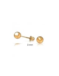 Bling Jewelry 14K Yellow Gold Baby Children Ball Studs Safety Screw Back 3mm