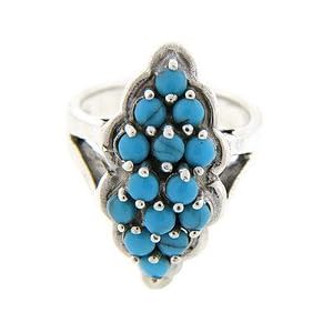 Sterling Silver Created Turquoise Beaded Ring Size#6.5