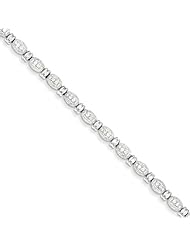Genuine .925 Sterling Silver Diamond Oval Link Bracelet 7 Grams . 100% Satisfaction Guaranteed.