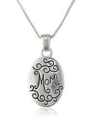Sterling Silver "Mom, Your Loving Spirit Helped Me Find My Own" Reversible Oval Pendant Necklace , 18"
