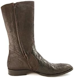 Carlo Ventura 2821 Men's Knee High Boot In Leather And Crocodile Print Combo 40 Brown