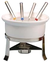 Chantal 3-Cup Ceramic Fun Fondue Set, White