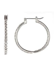 14K White Gold Diamond Inside Out Huggie Hoop Earrings (0.90cttw, SI Clarity, G/H Color)