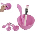 Facial Skin Care Mask Mixing Bowl Stick Brush Gauge Spoon Set Pink