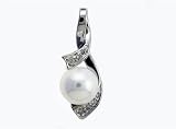 Ladies 0.05ct Diamond and 7mm White Pearl Pendant