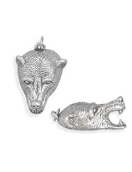 Oxidized Bear Head Pendant