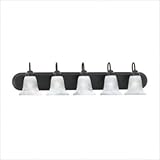 Thomas Lighting SL7585-63 Homestead - Five Light Bath Fixture, Painted Bronze Finish with Swirl Alabaster Glass
