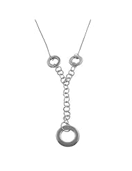Rhodiumplated Sterling Silver Round Link Adjustable Lariat Necklace