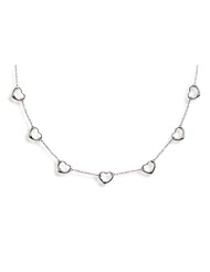 16 + 1 + 1 Inch Extension Rhodium Plated 7 Heart Chain Link Necklace