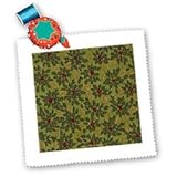 IMAGE OF Holly and Berries on Lime Green - 10x10 Quilt Square
