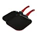 Basic Essentials Set of 2 Aluminum Square Grill/Griddle Set, Red