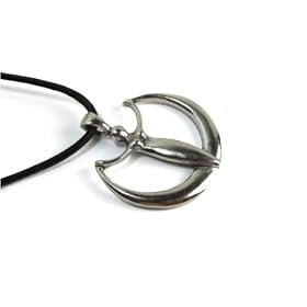 Wiccan Goddess on Crescent Moon Pendant with Black Corded Necklace
