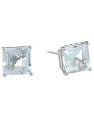 10k Gold Princess Square Gemstone Earrings Studs (6mm )