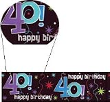 Birthday Banner (12ft long, metallic) - Happy 40th Birthday: The Party Continues