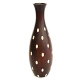 Handmade Mango Wood Flower / Bud Vase With Painted Etched Detail (Thailand)
