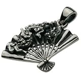 【シルバーアクセサリー ペンダント・ネックレス】 鉄扇 龍 扇子 ドラゴン 和柄 メンズ cenote-p0119