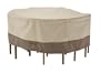 Veranda Patio Table & Chair Set Cover , Pebble for Round Tables and Six Standard Chairs up to 60 Inches Diameter and 23 Inches High
