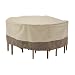 Veranda Patio Table & Chair Set Cover , Pebble for Round Tables and Six Standard Chairs up to 60 Inches Diameter and 23 Inches High