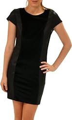 Scoop Neck Mesh Short Acetate/Leather/Nylon/Triacetate/Velvet  Dress