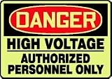 HIGH VOLTAGE AND ELE HIGH VOLTAGE AUTHORIZED PERSONNEL ONLY (GLOW) 10 x 14 Lumi-Glow Flex Sign
