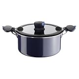 Tefal - Ingenio 4 - L5319702 - Confort - Lot 2 Faitouts + 2 Anses + 2 Couvercles + 1 Bouton Amovible - Email Bleu Pacifique - 24/28 cm