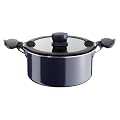 Tefal - Ingenio 4 - L5319702 - Confort - Lot 2 Faitouts + 2 Anses + 2 Couvercles + 1 Bouton Amovible - Email Bleu Pacifique - 24/28 cm