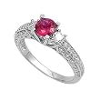 Sterling Silver Ring - Clear CZ and Round Ruby - Prong Set - 6 mm x 2 mm, Sizes 4-9 Sterling Silver Ring - Clear CZ and Round Ruby - Prong Set - 6 mm x 2 mm, Sizes 4-9
